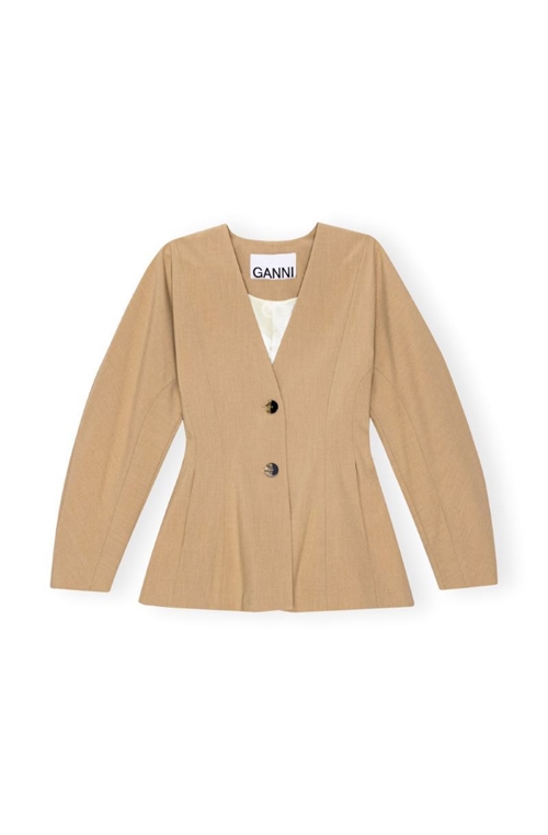 GANNI F8794 BEIGE PASSAD DRAPEY MELANGE BLAZER