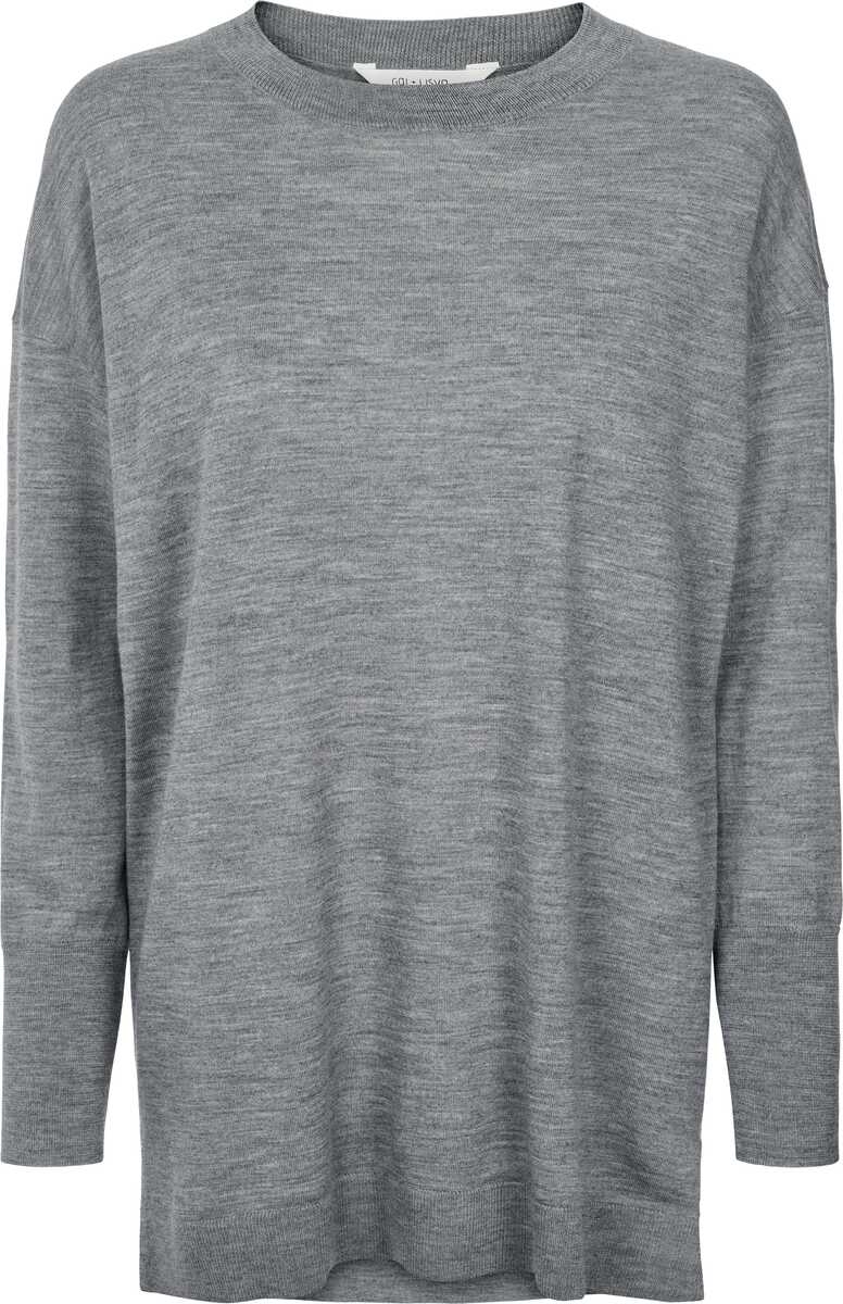 GAI+LISVA IDA MERINO PULLOVER LJUSGRÅ MELANGE