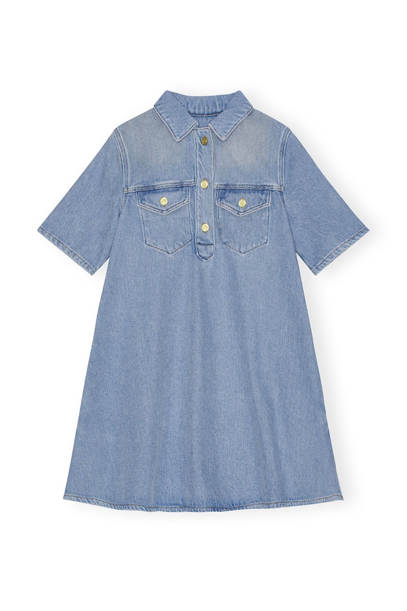 GANNI J1503 HEAVY DENIM MINI DRESS TINT WASH