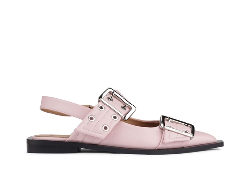 GANNI S2488 WIDE WELT BUCKLE BALLERINOR KRITROSA