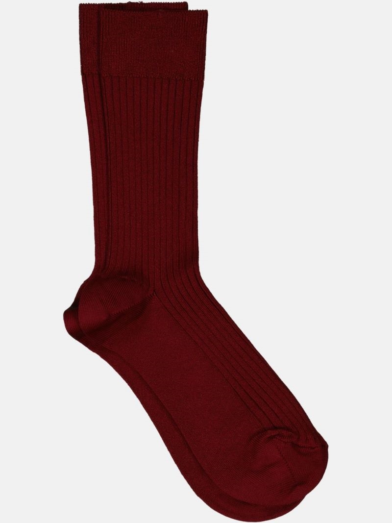 MRS HOSIERY SILKY RIBBED CLASSIC SOCK BURGUNDY